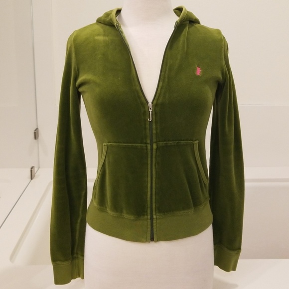 Juicy Couture Sweaters - Juicy Couture velour hooded sweater size Medium